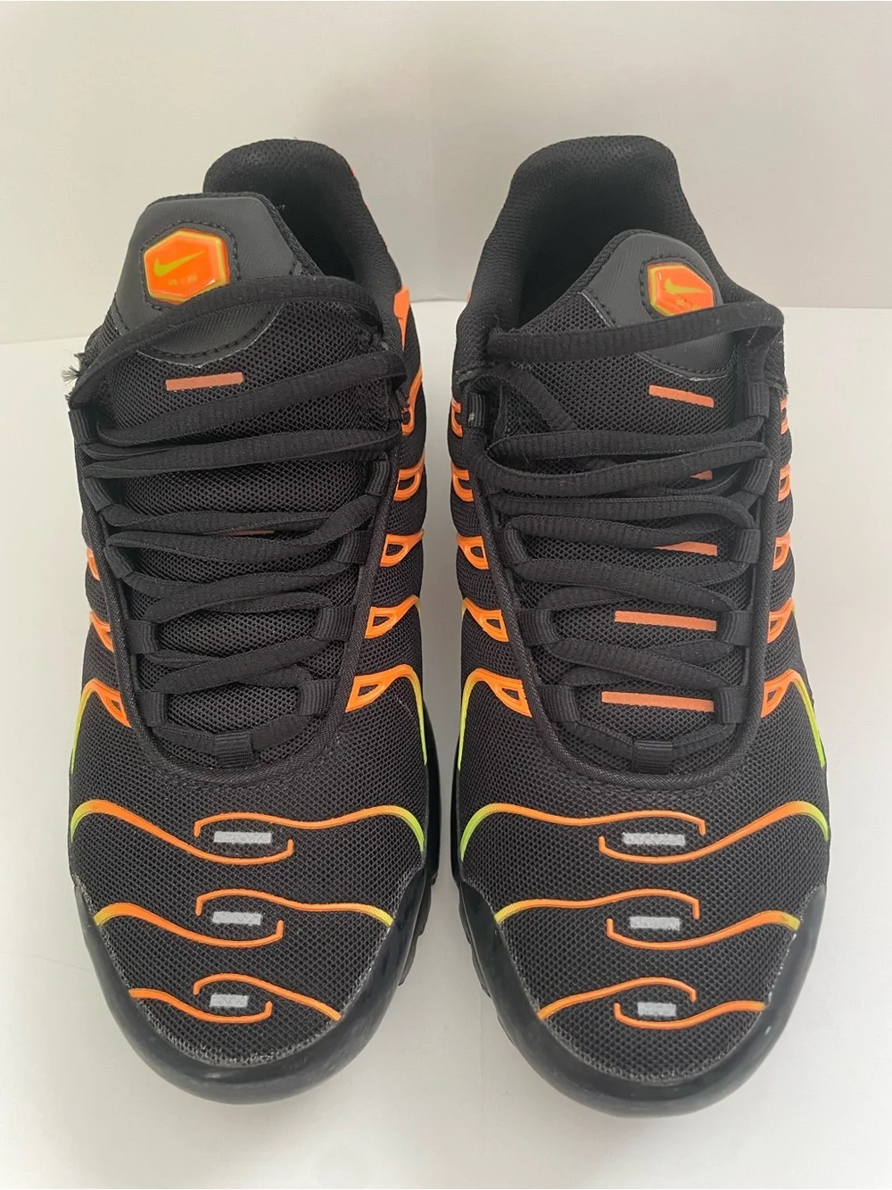Nike Men’s Black Sneakers with Orange and Neon Green Accents